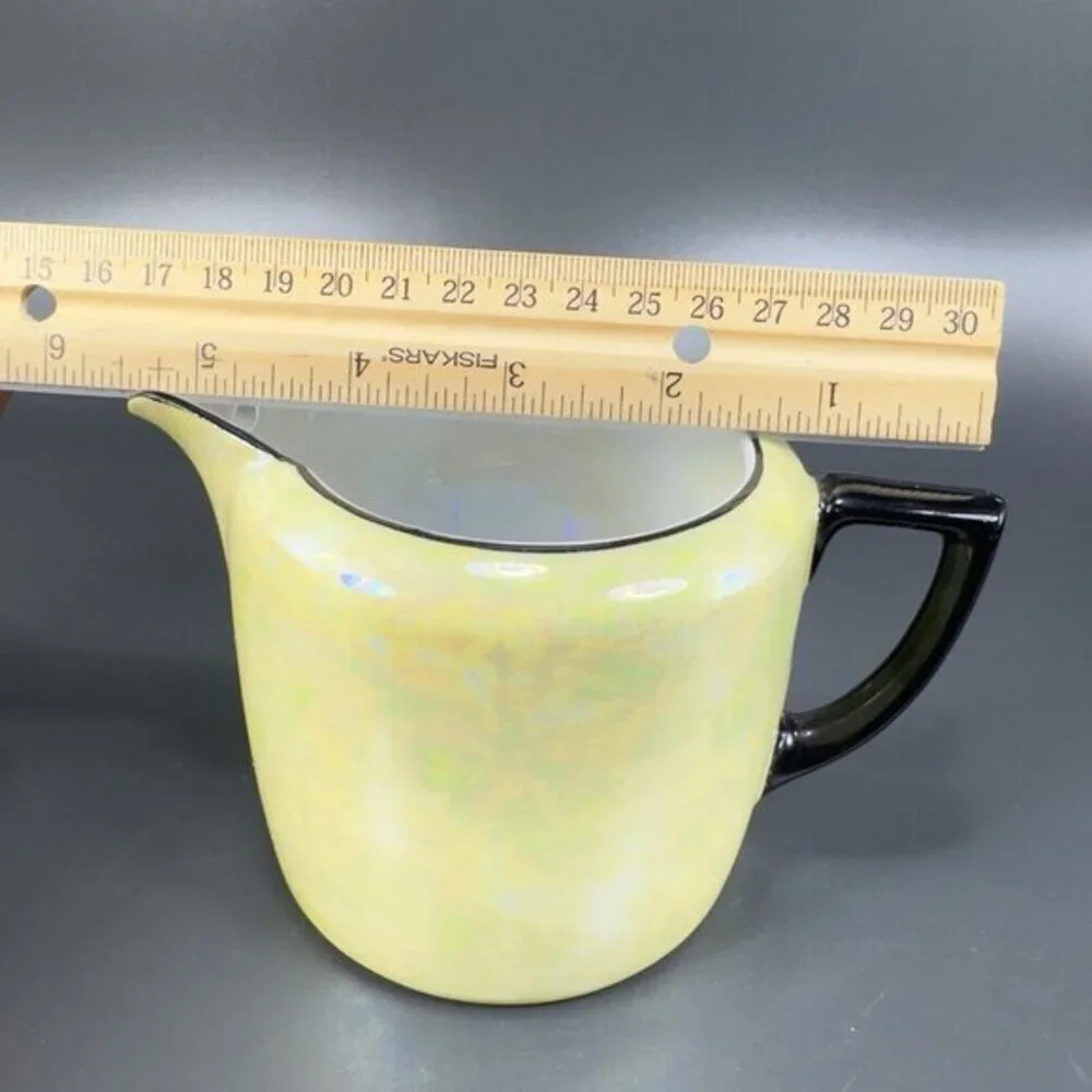 VIntage‎ Czech China Porcelain Lusterware Yellow Black Small Pitcher Creamer VTG